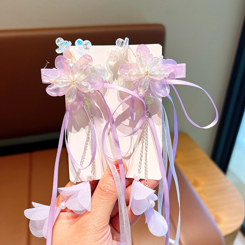 Hanbok Hair Pin - Horquilla con borla de cinta rosa