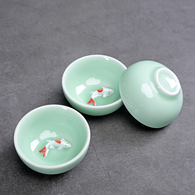 Celadon Fish Cute Teacup, taza - Celadon Ceramic Cup reseña y precio